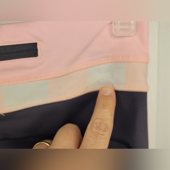 LULULEMON Up To Pace Pink Stripe Waistband Crop Leggings 4 - Picture 8 of 15